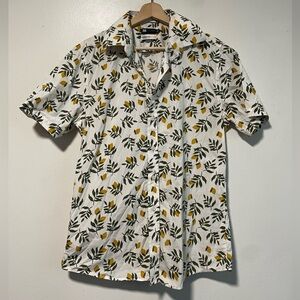 Simons Lemon Print Button-Up  Cotton Shirt - 15.5 / 39